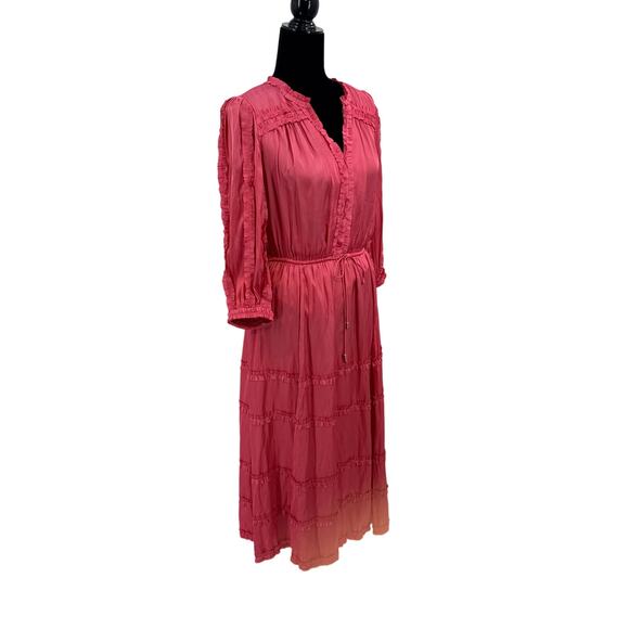 Chico's Dresses & Skirts - Chico's Midi Tie Waist Ruffle Dress French Rose 2/12